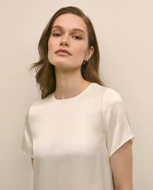 top Brooks Brothers Women's Washable Silk Charmeuse Short-Sleeve Top Brooks Brothers $148