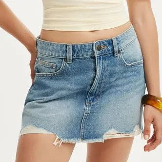 skirt Cotton On Women's Frayed Denim Miniskirt Cotton On $44.99