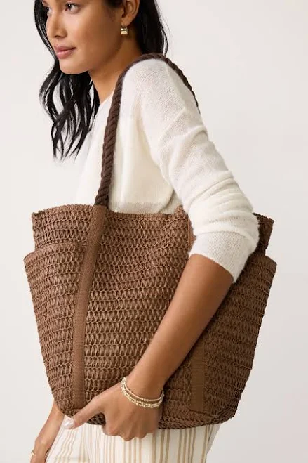 bag Evereve Women's Nia Raffia Tote Bag Evereve $50