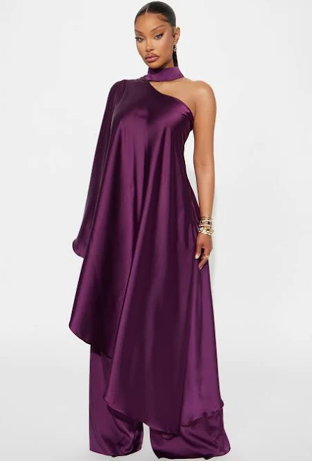 silk outfits Fashion Nova Long Sleeve Satin Blouse and Pant Set Fashion Nova $39.99