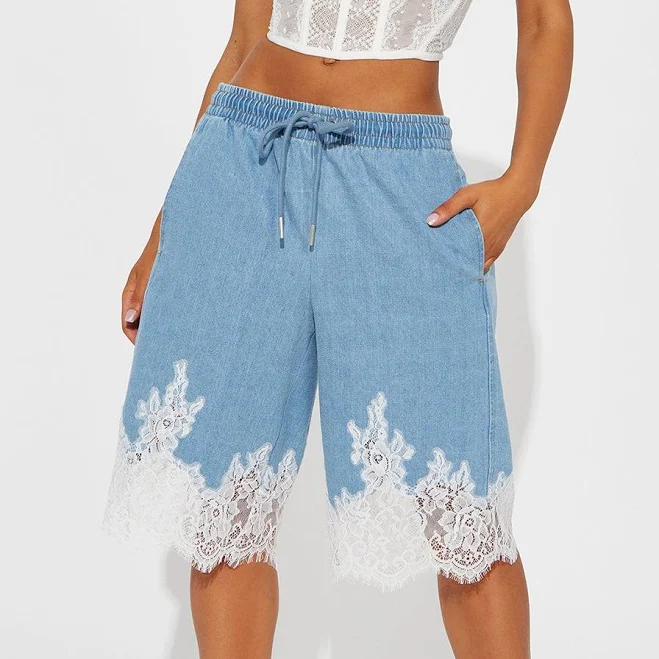 shorts Fashion Nova Women's Making Things Happen Lace Trim Denim Jorts Fashion Nova $16.99