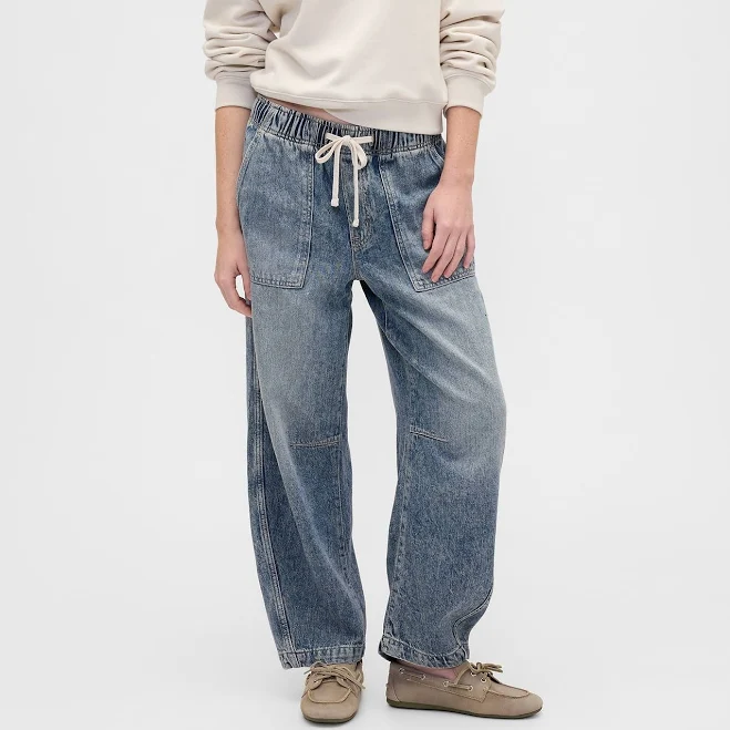 jeans Gap Factory Women's Mid Rise Supersoft Pull-On Barrel Jeans Gap Factory $31.99