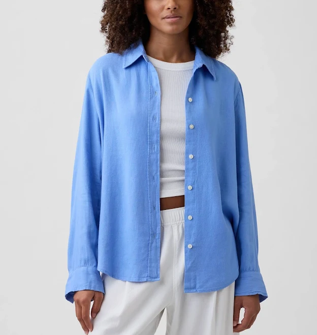 top Gap Women's Linen-Blend Easy Shirt Gap Factory $29.99