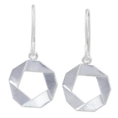 accessory Geometric Dangle Earrings in Sterling Silver 925 novica.com $40.49