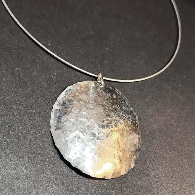 accessory Hammered Domed Round Silver Pendant Necklace Etsy - UrbanMoonJewelry $25