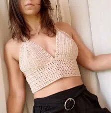 top Handmade Ecru Crochet Crop Top, 100% Cotton Boho Bralette, Neutral Knit Halter Neck Top, Unique Summer Festival Clothing, Size Medium Etsy $79.6