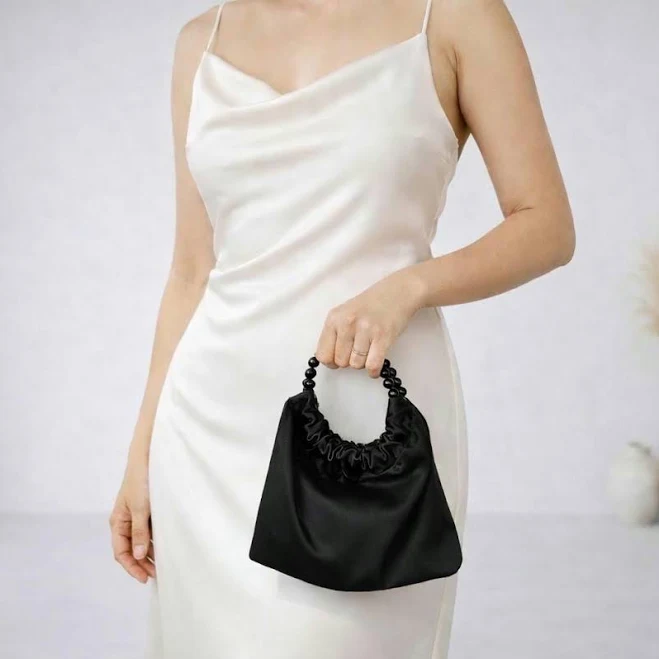 bag Handmade Satin Evening Bag with Beaded Handle Etsy - Seller $69.6