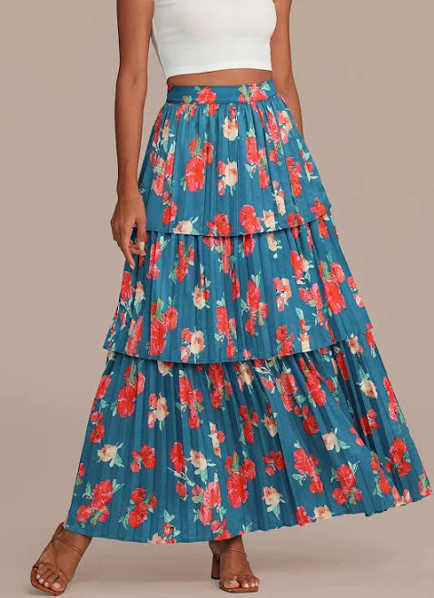 maxi skirt High Waist Tiered Maxi Skirt Petal Lush $52.5
