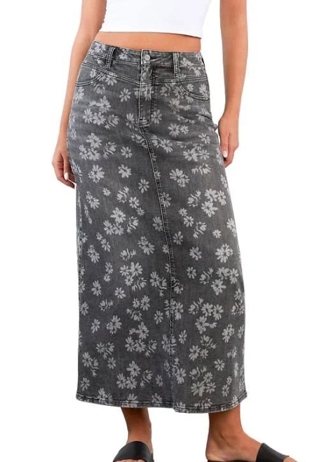 skirt Hint of Blu Women's Floral Denim Maxi Skirt Nordstrom $99