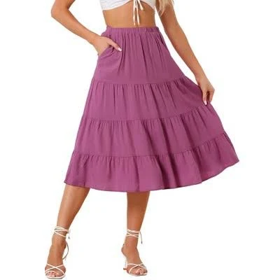 skirt Inspire Chic Women's Midi Flare Tiered A-Line Skirt with Pockets Target $34.99