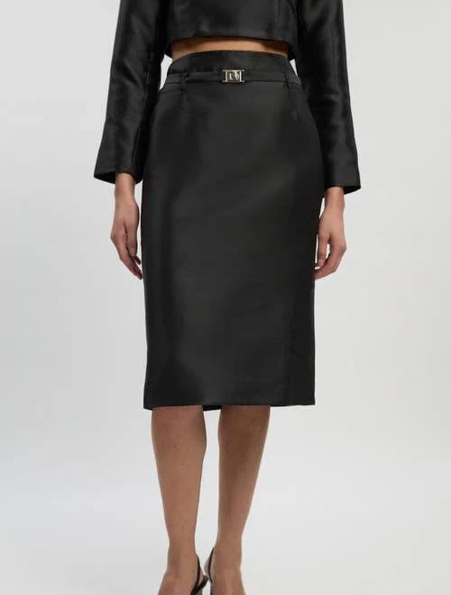 skirt Karen Millen Women's Forever Satin Twill Belted Tailored Midi Skirt Nordstrom $139