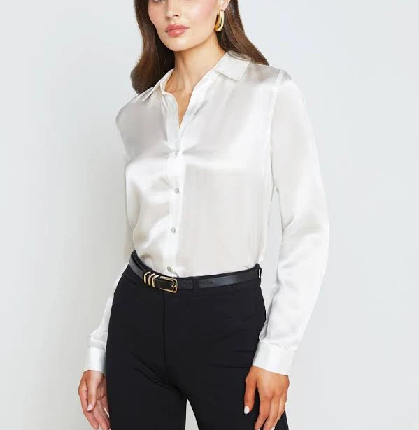 silk outfits L'Agence Women's Tyler Silk Blouse Top lagence.com $325