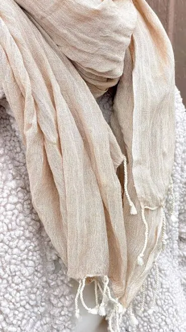 accessory Lightweight Handwoven Linen Scarf with Tassels (Handwoven) Etsy - FINEGRID $50.15