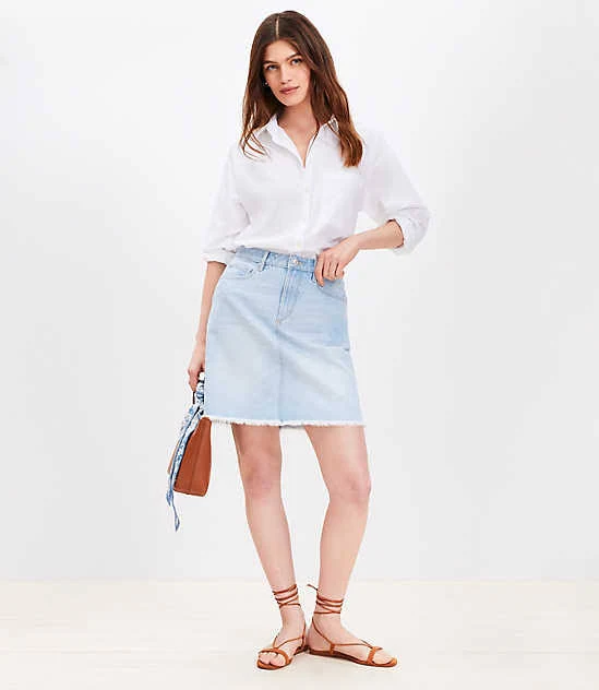 skirt Loft Women's Frayed Denim Mini Skirt LOFT $19.07
