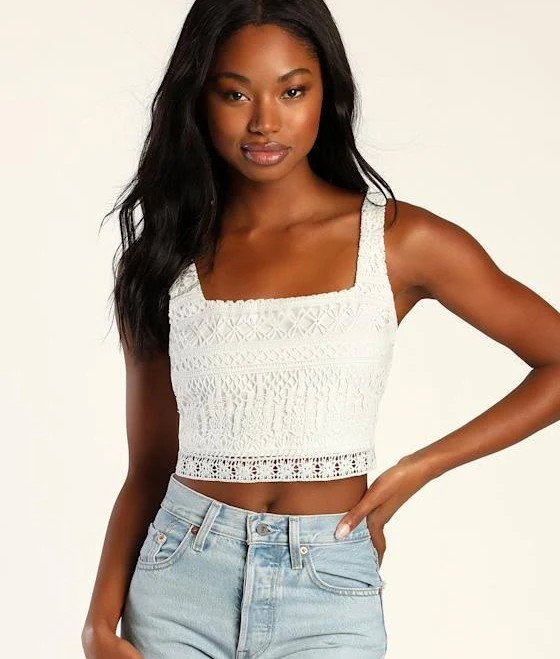top Lulus Exclusive Crochet Lace Crop Top Lulus $39