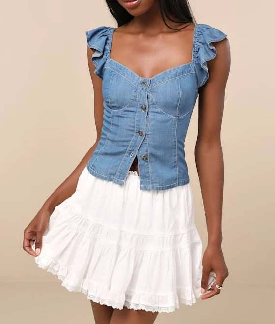 skirt Lulus Tiered Cotton Mini Skirt Lulus $45