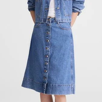 skirt Madewell Women's Denim Button-Front A-Line Midi Skirt Madewell $94.99