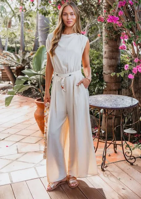 jumpsuit Magnolia Boutique Women's Boho Chic Belted Wide Leg Linen Jumpsuit Magnolia Boutique $69