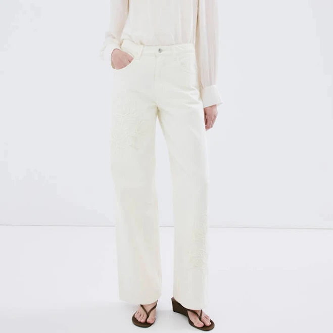 jeans MANGO Straight-Fit Flower-Embroidered Jeans shop.mango.com $99.99
