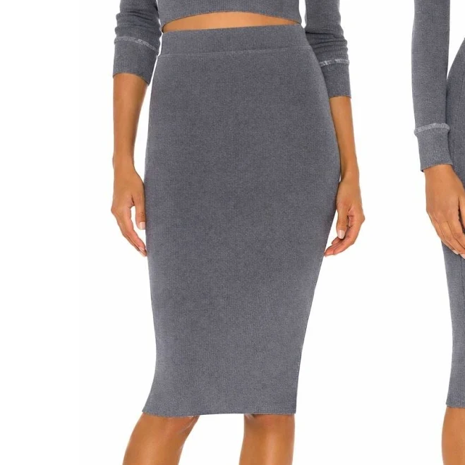 skirt Nsf Lyla Ribbed Knit Midi Pencil Skirt Gray Fitted Bodycon Women's Med eBay - misskris816 $33
