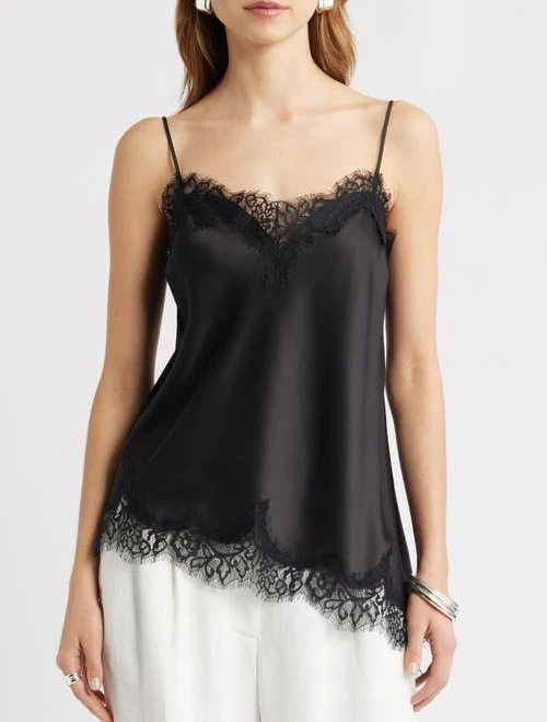 top Open Edit Lace Trim Satin Camisole Nordstrom $69