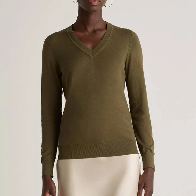 top Quince Women's Organic Cotton Cashmere V-Neck Sweater Quince $29.9