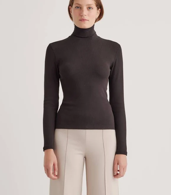 top Quince Women's Organic Cotton Micro-Rib Turtleneck Sweater Quince $24.9