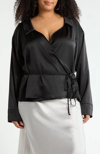 shirt Renee C Faux Wrap Satin Top Nordstrom Rack $49.97