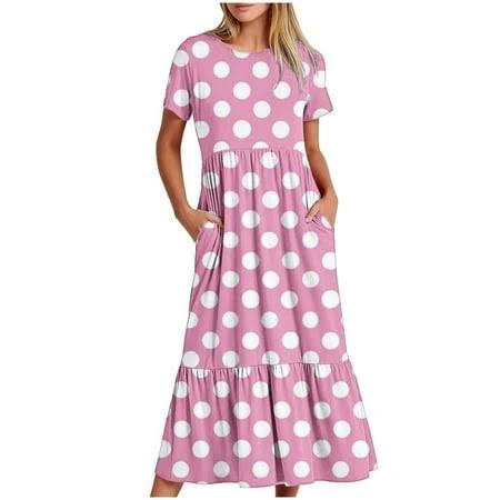 dress Retro-Inspired Polka Dot Tiered Midi Dress Walmart - Uaswgudfs $29.04