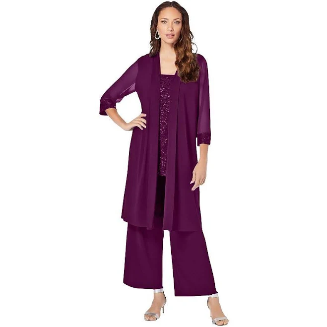 lace outfits Roaman's Plus-Size 3 Piece Lace & Sequin Pant Set Kohl's $172.99