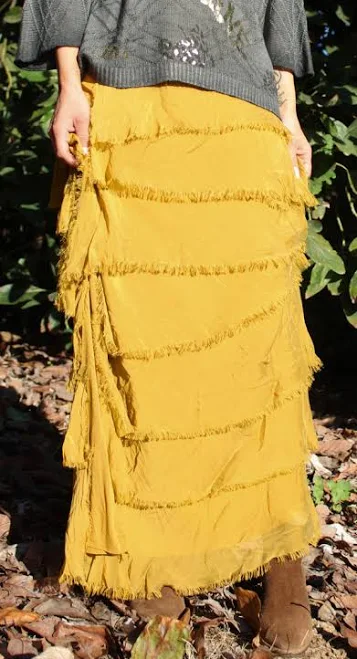 skirt Siena Italian Tiered Ruffled Silk Maxi Skirt Shop Gigi Moda - Made in Italy $120
