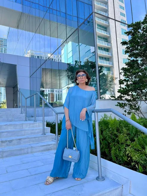 matching set Silk Draped Oversized Blouse & Pant Set Anicoletta's Boutique $98