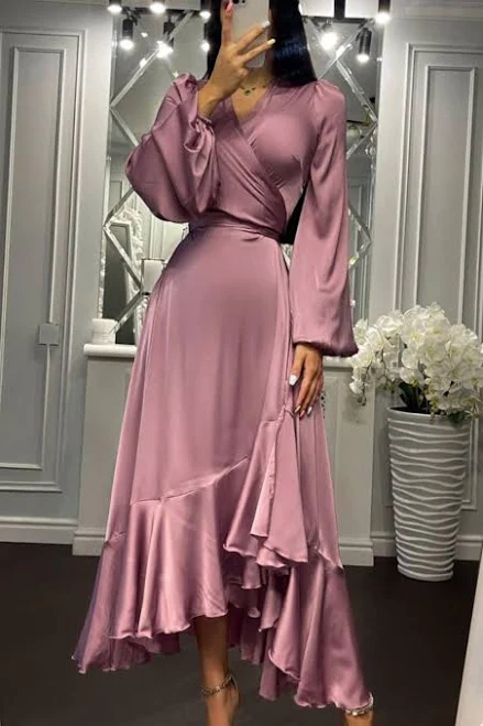 dress Silk Wrap Midi Dress with Ruffle Bottom Etsy - EvolveUA $129.77