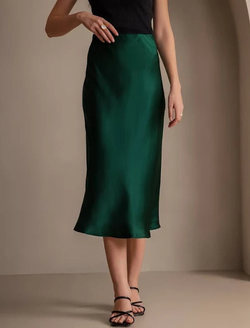 skirt SilkSilky Women's 100% Silk Midi Skirt SilkSilky $87.95