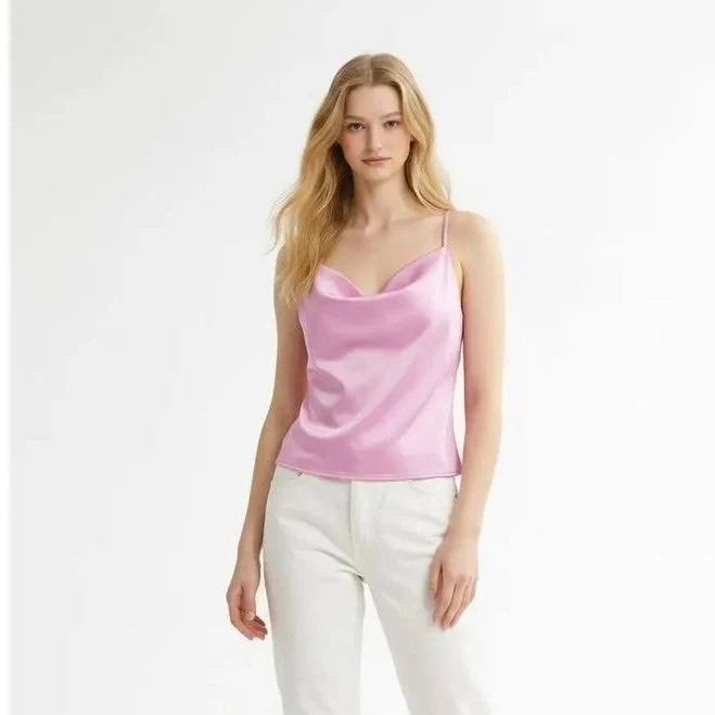 top Silky Satin Camisole Top with Adjustable Straps Amanda Jean NYC $36