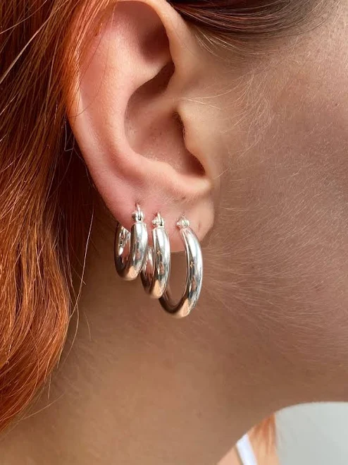 accessory Sterling Silver Chunky Hoop Earrings Etsy - SKSilverJewellery $41.15