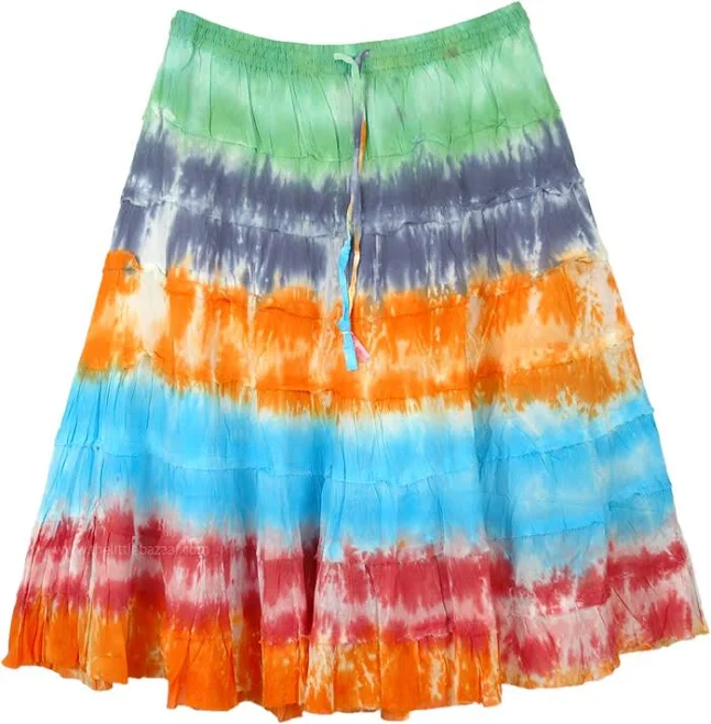 skirt TLB Tie Dye Color Parade Tiered Cotton Skirt The Little Bazaar $19.99