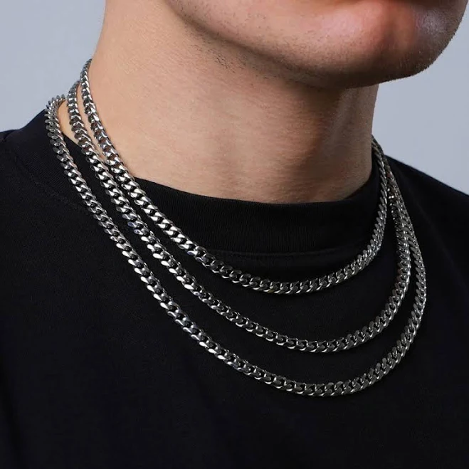 accessory Twistedpendant Men's Silver Cuban Chain Necklace Etsy - Twistedpendant $24.15