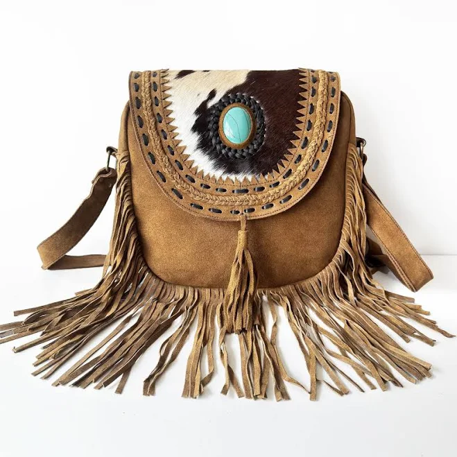 bag Unique Western Leather Crossbody Bag with Turquoise Stone Etsy - TRAVELTELI $56.21