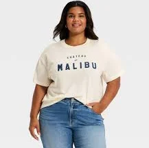 top Universal Thread Women's Short Sleeve Relaxed Fit Graphic T-Shirt, 4X - Cream/Navy Blue Instacart $16.99
