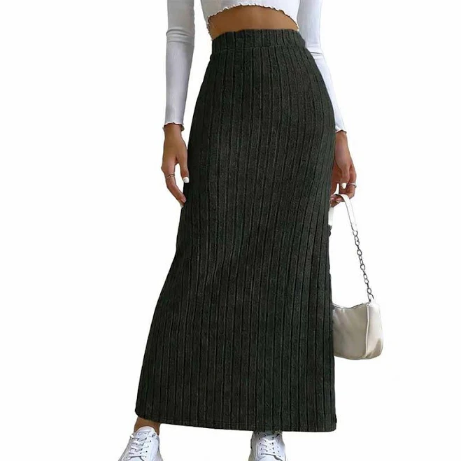 maxi skirt Women’s High-Waisted Ribbed Maxi Skirt Side Slit Knit Skirt for Casual Dressy Outfits, Women's, Size: XXL, Black Kohl's $32.99