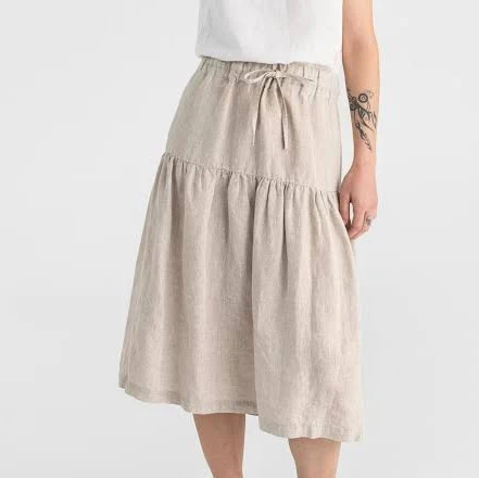 skirt Women's Boho Linen Tiered High Waisted Midi Skirt with Pockets Etsy - MagicLinen $108.9