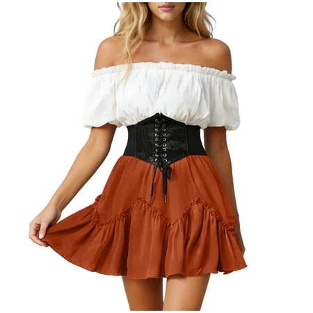 skirt Women's High Waist Ruffle Tiered Flared Mini Skirt Walmart - deyunn Co.Ltd $17.99