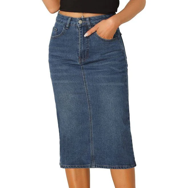 skirt Women's High-Waist Stretchy Denim Midi Skirt Kohl's $46.99