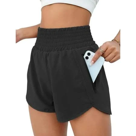 shorts Women's High-Waisted Running Shorts with Built-in Liner and Zipper Walmart - MLDRA $14.99