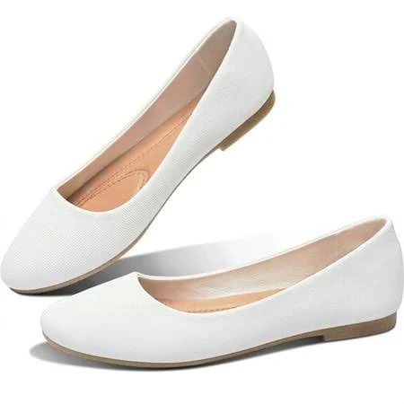 shoes Women's Round Toe Faux Leather Ballet Flats Walmart - Obtaom Shoes $20.67