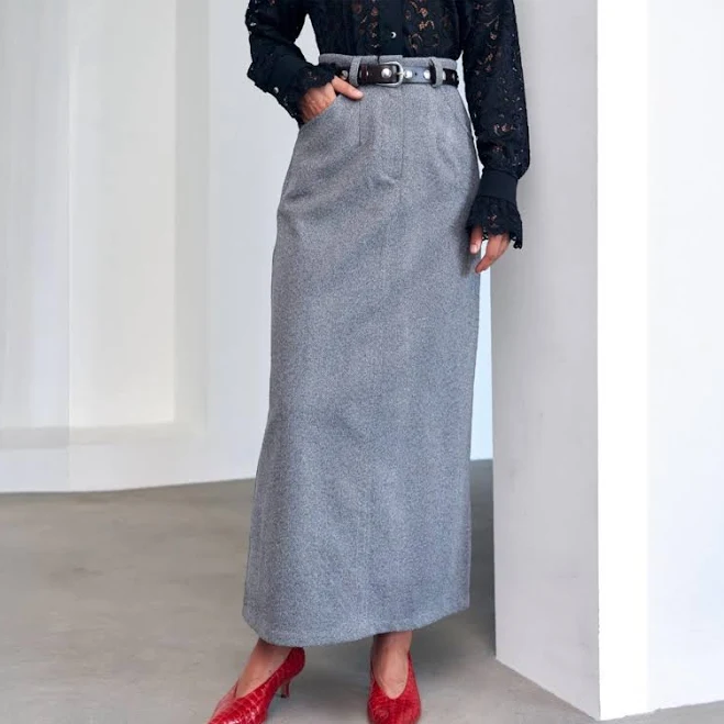 maxi skirt Wool Straight Cut Maxi Pencil Skirt with Pockets Etsy - Seller $90