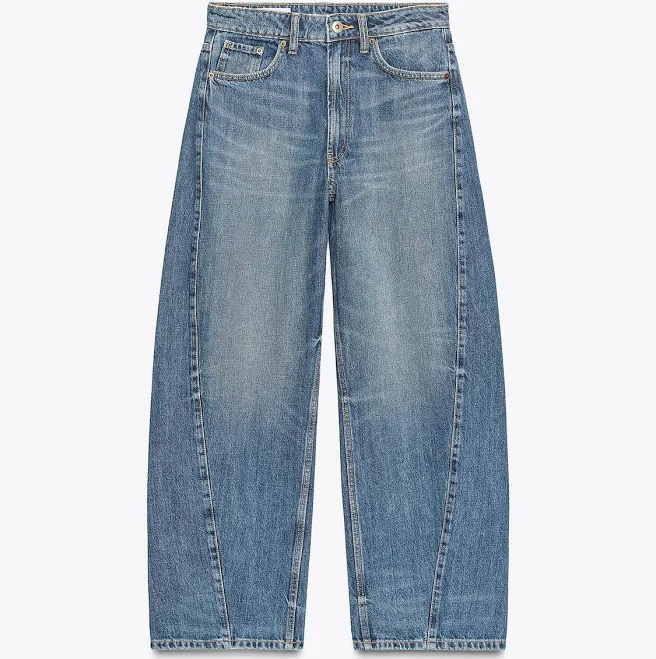 jeans Zara Trf Mid-Rise Baggy Barrel Jeans Zara USA $59.9