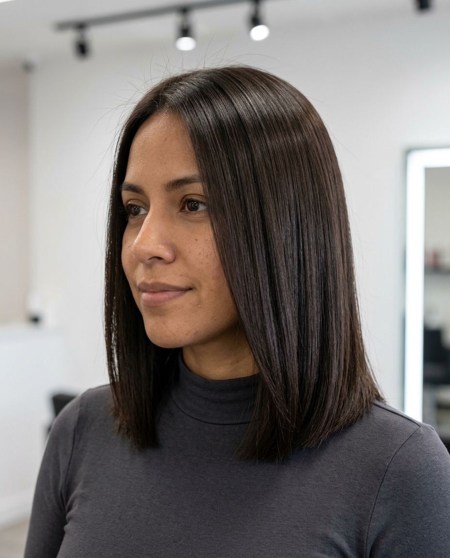 long espresso brunette solid color, deep neutral tones for summer