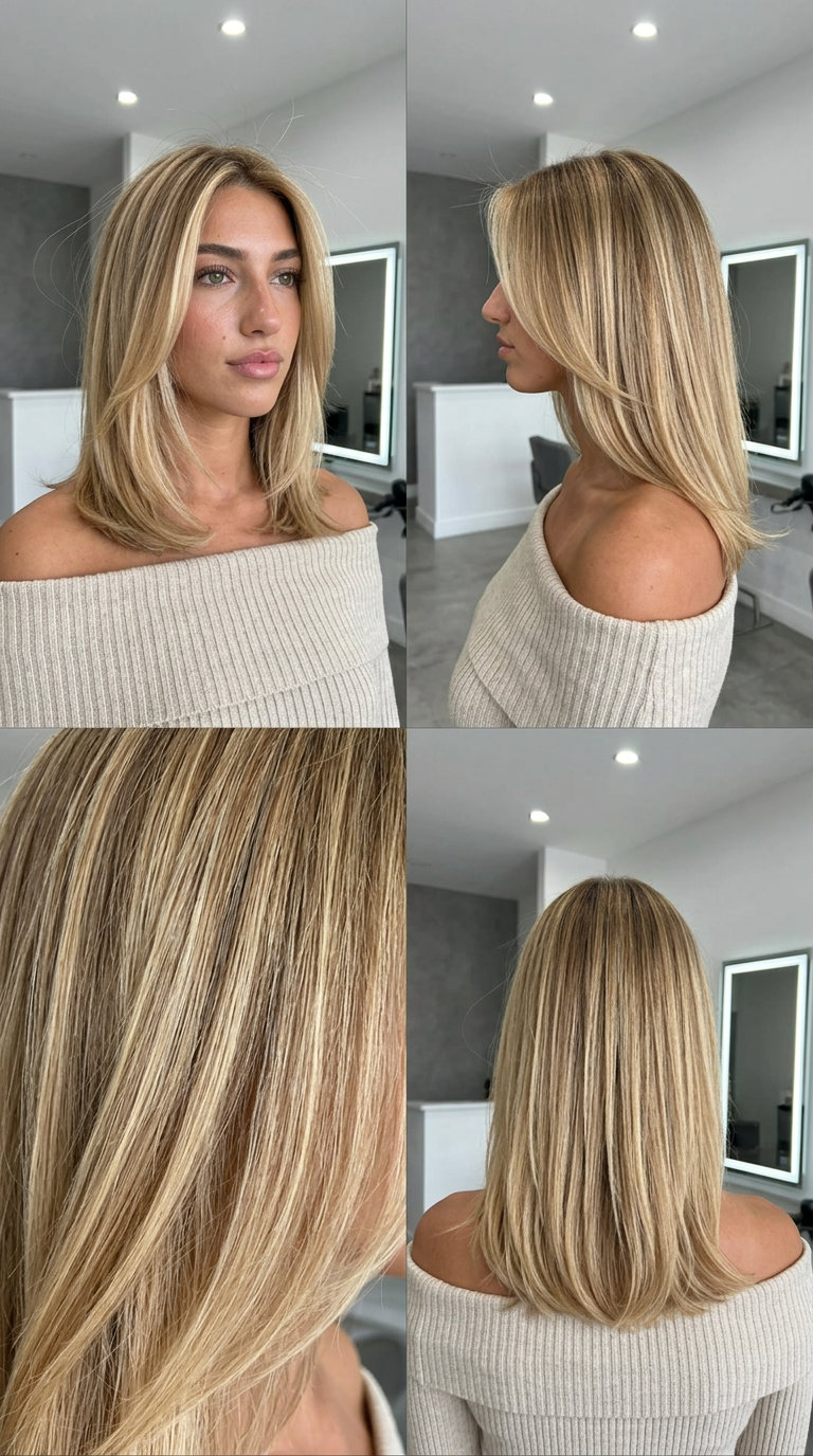 long raw silk air touch balayage with wheat undertones, natural blonde for effortless sophistication